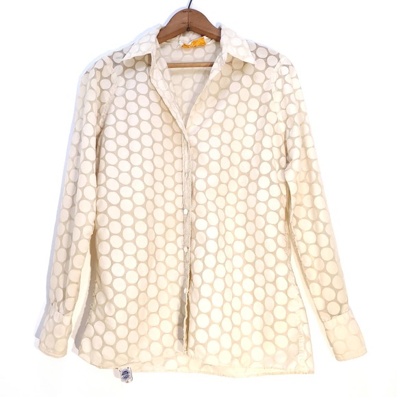 Vintage | Saks Fifth Avenue Semi Sheer Polka Dot Top 12 - Picture 1 of 8